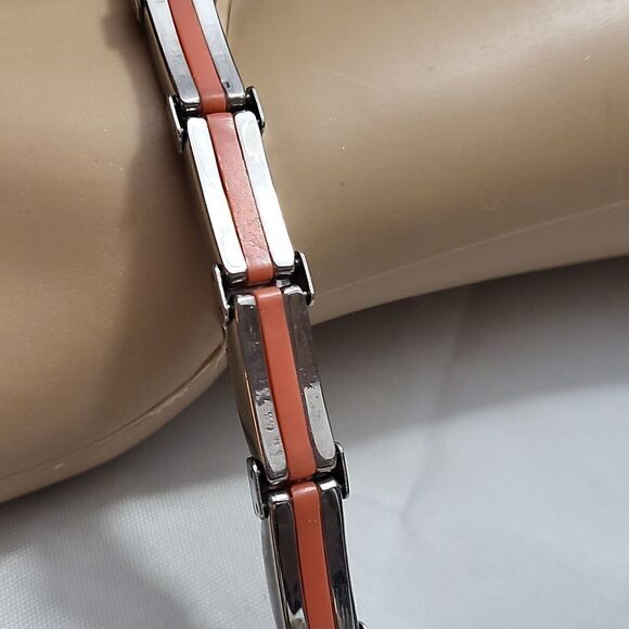 PIATELLA, NEW, MEN'S STAINLESS-STEEL BRACELET WITH ORANGE LINE DESIGN - Picture 4 of 6